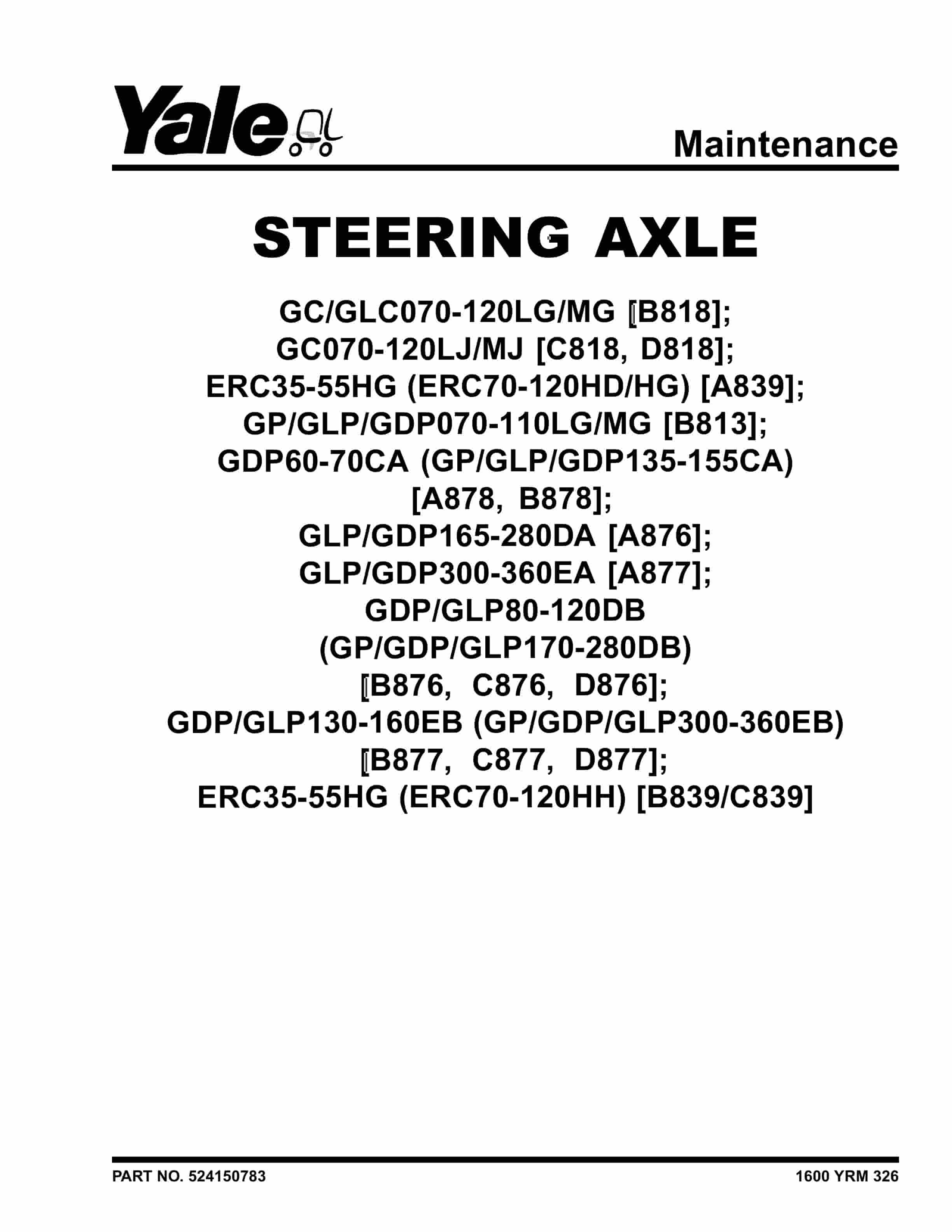 Yale A839 (ERC HD) Forklift Service Manual