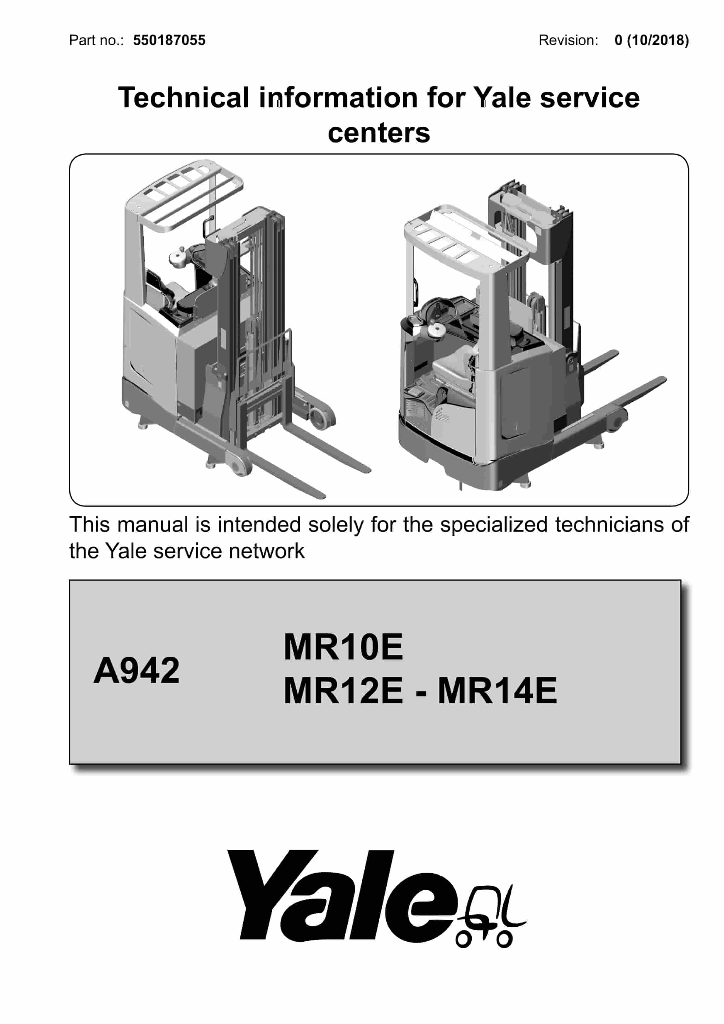 Yale A942 (MR10E - MR12E - MR14E Europe) Forklift Service Manual