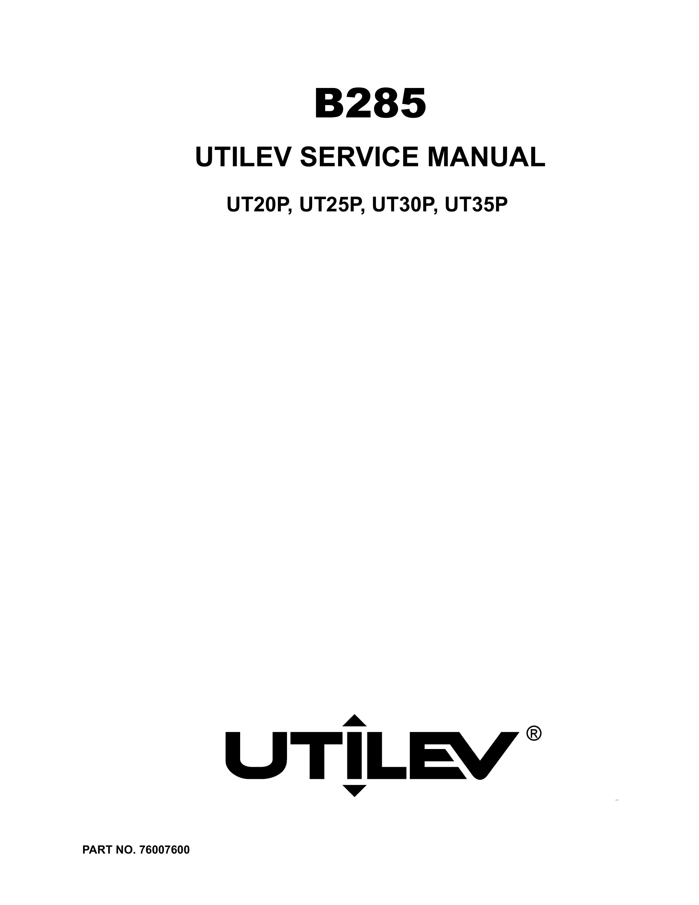 Yale B285 (UT20P, UT25P, UT30P, UT35P) Forklift Service Manual