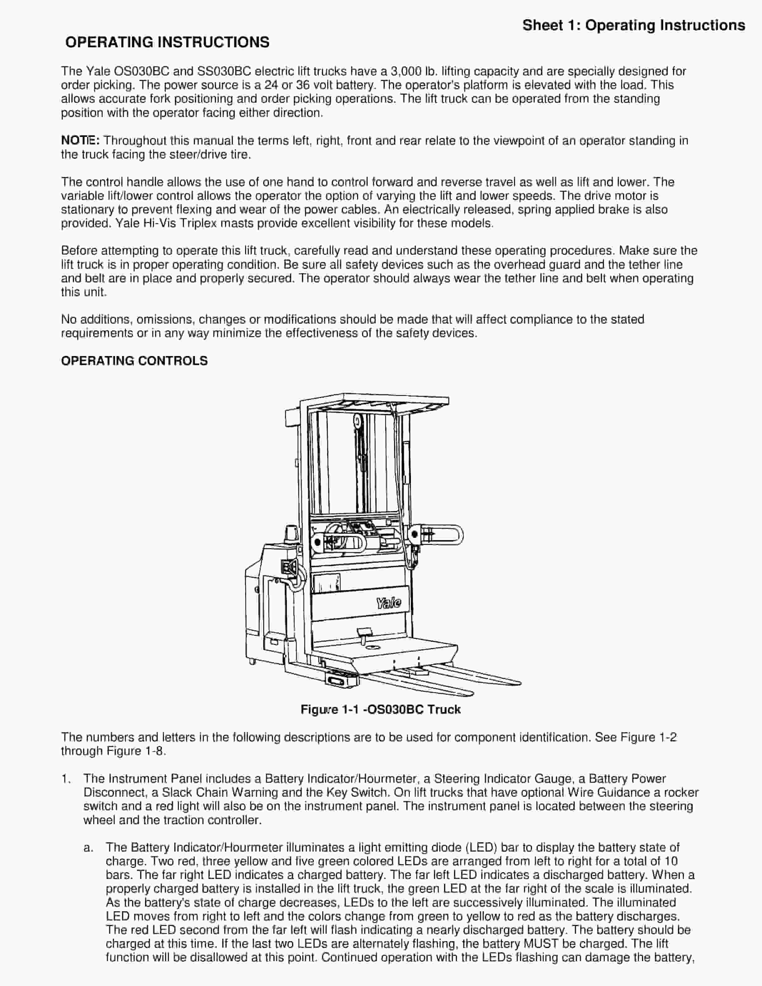 Yale B826 (SS BC) Forklift Service Manual