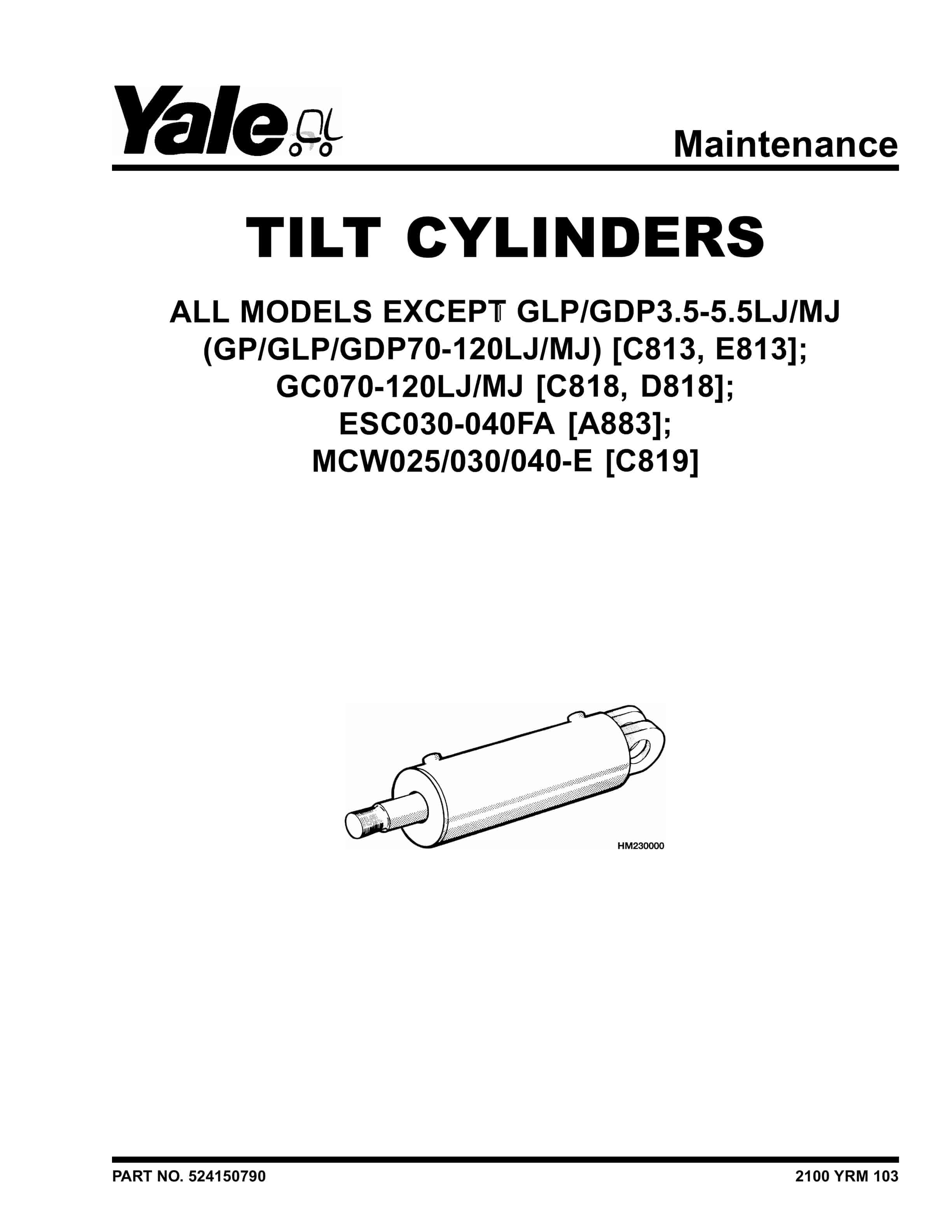 Yale E807 (ERP030-040TGN) Forklift Service Manual