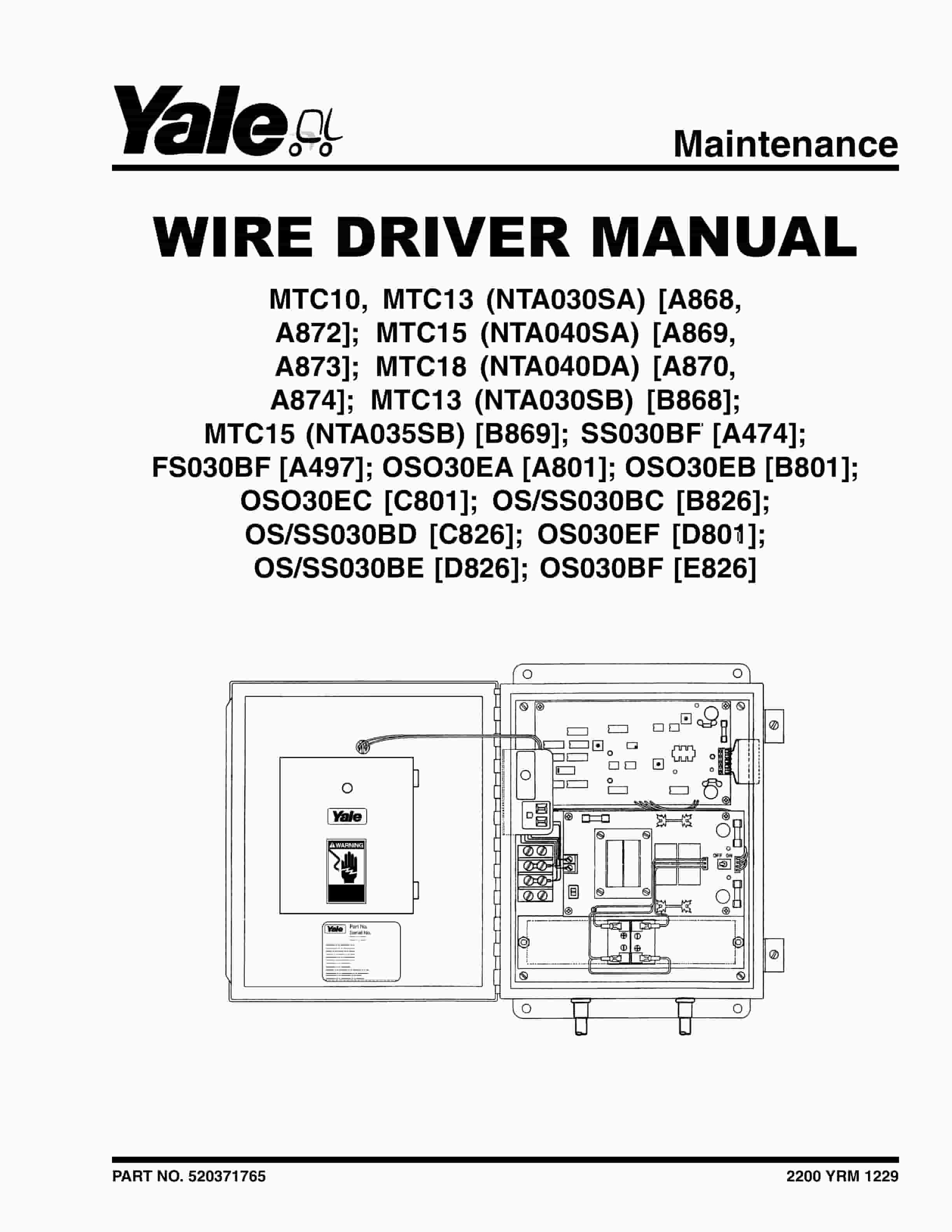 Yale E826 (OS030BF) Forklift Service Manual