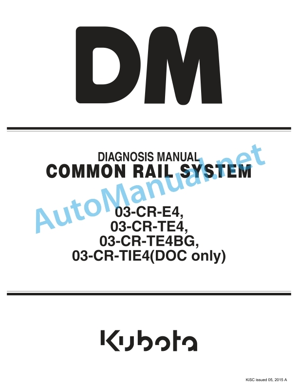 Kubota 03-CR-E4, 03-CR-TE4, 03-CR-TE4BG, 03 Diagnosis Manual