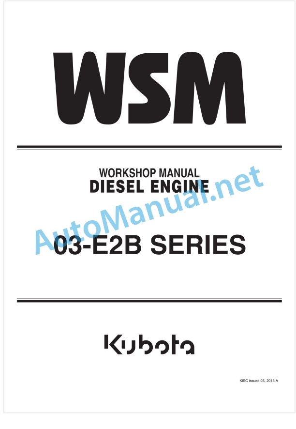 Kubota 03-E2B Series Diesel Engine Workshop Manual PDF