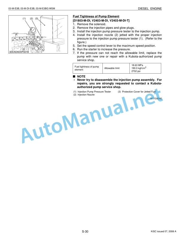 Kubota 03-M-E3B, 03-M-DI-E3B, 03-M-E3BG Series Diesel Engine Workshop Manual PDF 4 Kubota 03-M-E3B, 03-M-DI-E3B, 03-M-E3BG Series Diesel Engine Workshop Manual PDF-4