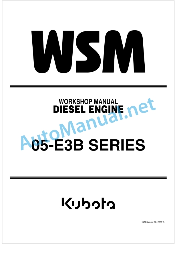Kubota 05-E3B Series Diesel Engine Workshop Manual PDF