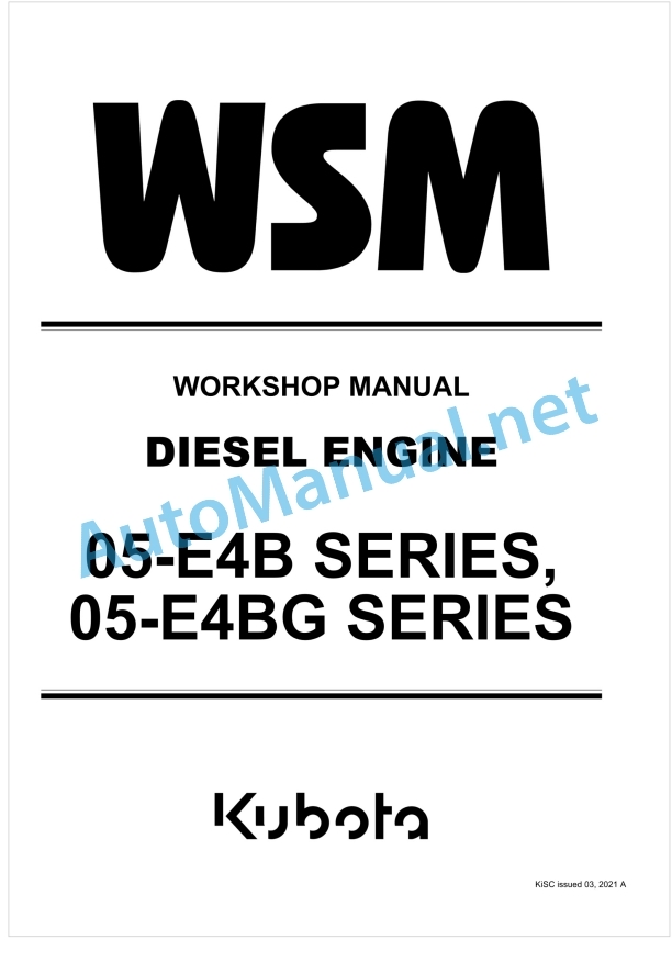 Kubota 05-E4B Series, 05-E4BG Series Diesel Engine Workshop Manual PDF
