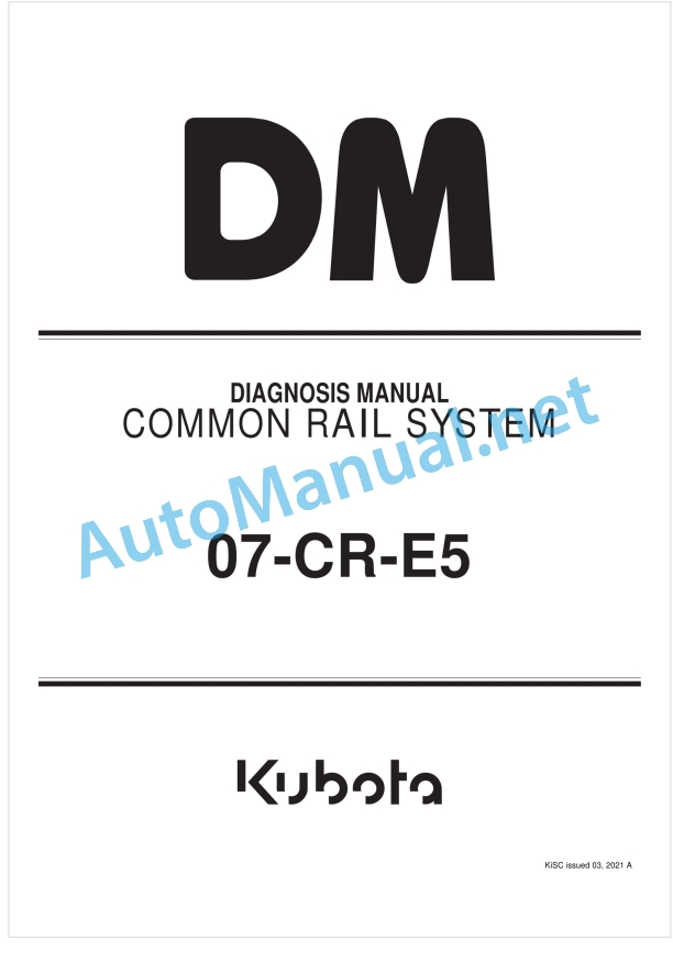 Kubota 07-CR-E5 Common Rail System Diagnosis Manual