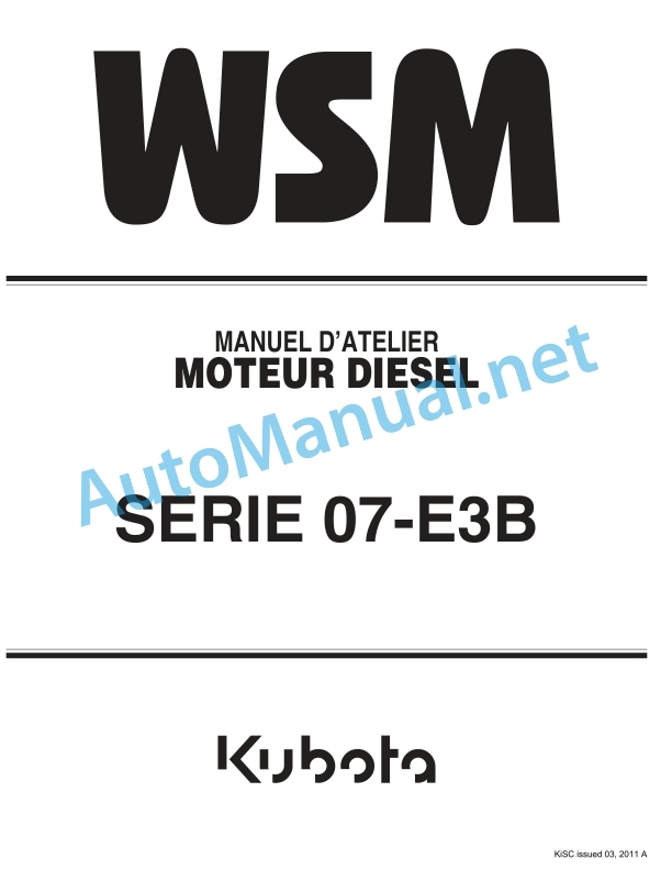 Kubota 07-E3B Diesel Motor Workshop Manual PDF FR