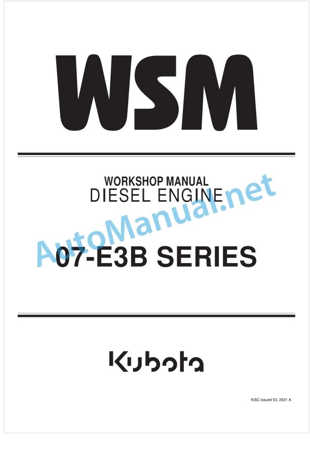 Kubota 07-E3B Series Diesel Engine Workshop Manual PDF