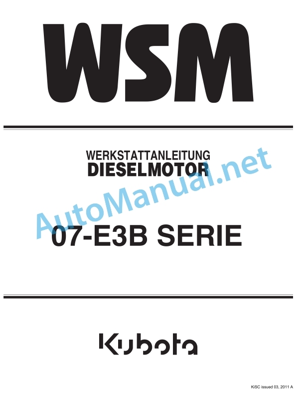 Kubota 07-E3B Series Diesel Engine Workshop Manual PDF DE