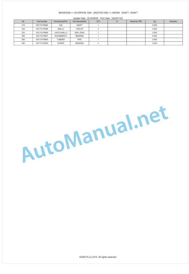 Kubota 1200 SCORPION Parts Manual PDF BKIDE5269 4 Kubota 1200 SCORPION Parts Manual PDF BKIDE5269-4