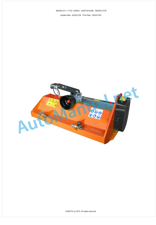 Kubota 1200DH SERIES STW FOX Parts Manual PDF BIKDE5121