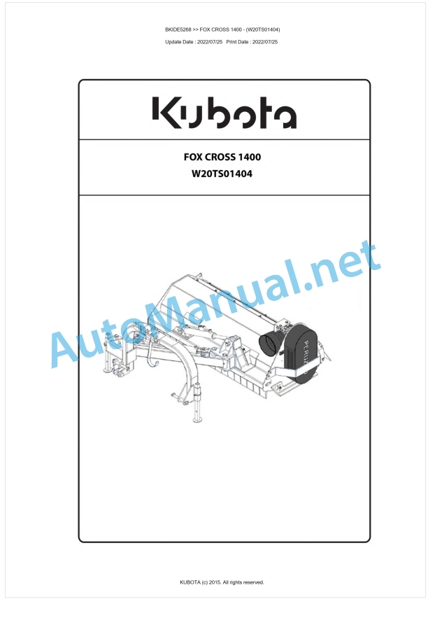 Kubota 1400 FOX CROSS Parts Manual PDF BIKDE5268