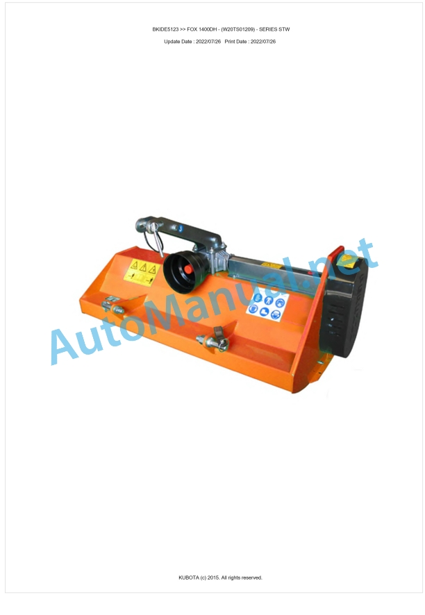 Kubota 1400DH SERIES STW FOX Parts Manual PDF BIKDE5123