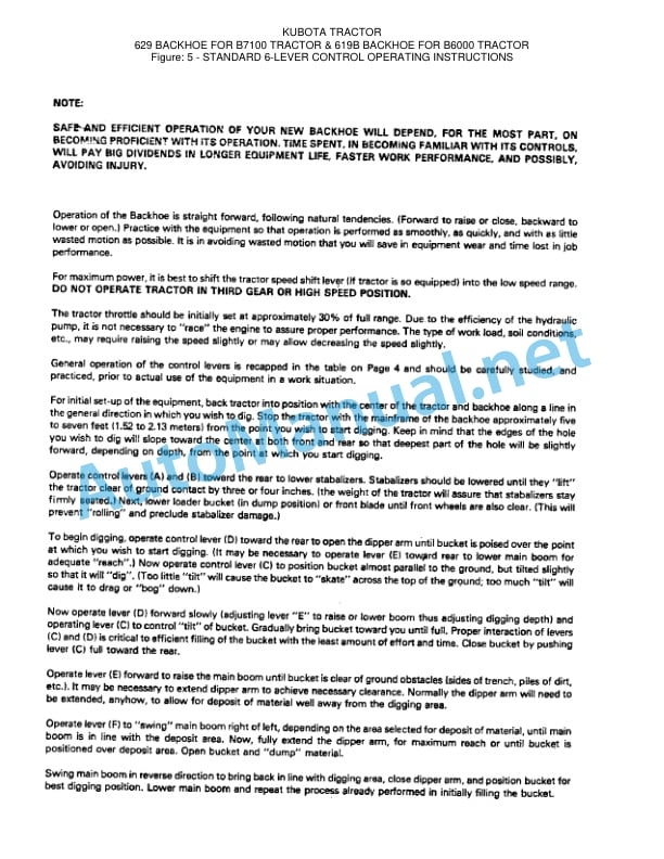 Alternative view of Kubota 629, 619B Backhoe Parts Manual PDF