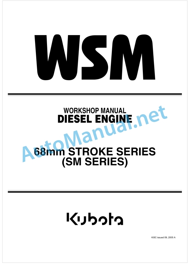 Kubota 68mm Stroke Series (SM Series) Diesel Engine Workshop Manual PDF