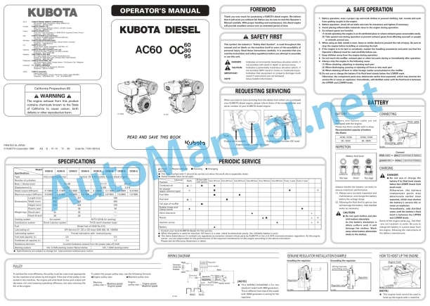 Kubota AC60, OC60, OC80, OC95 Diesel Engine Operators Manual PDF 5 Kubota AC60, OC60, OC80, OC95 Diesel Engine Operators Manual PDF - Image 5