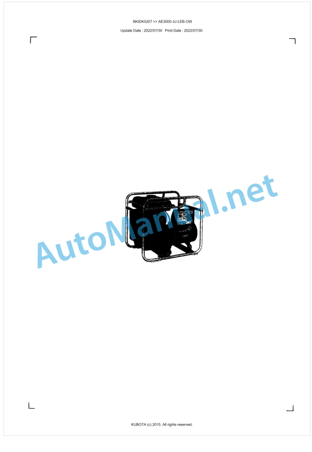 Kubota AE3500-3J-LEB-OW Parts Manual PDF BKIDK0207