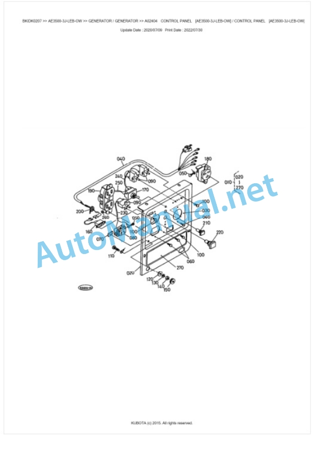 Kubota AE3500-3J-LEB-OW Parts Manual PDF BKIDK0207 5 Kubota AE3500-3J-LEB-OW Parts Manual PDF BKIDK0207-5