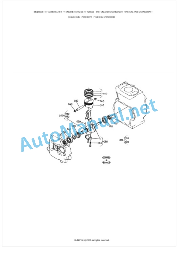 Kubota AE4500-3J-FR Parts Manual PDF BKIDK0351 2 Kubota AE4500-3J-FR Parts Manual PDF BKIDK0351-2