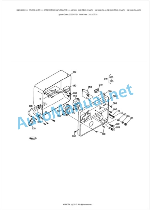 Kubota AE4500-3J-FR Parts Manual PDF BKIDK0351 4 Kubota AE4500-3J-FR Parts Manual PDF BKIDK0351-4