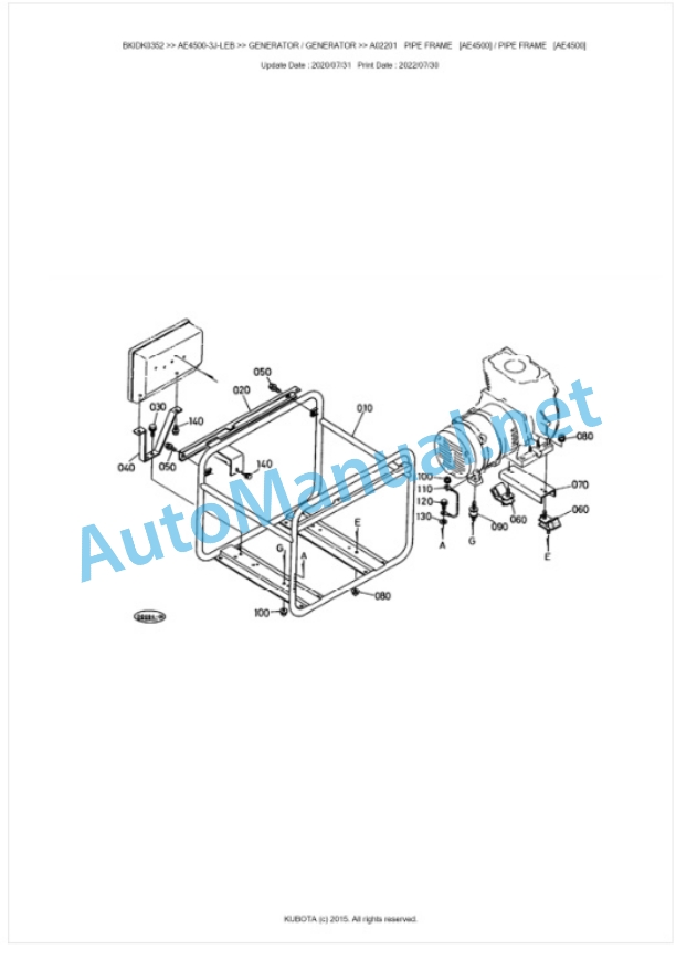 Kubota AE4500-3J-LEB Parts Manual PDF BKIDK0352 3 Kubota AE4500-3J-LEB Parts Manual PDF BKIDK0352-3