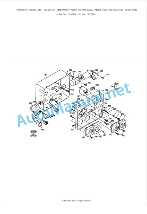 Kubota AE6500-3J-STD Parts Manual PDF BKIDK0359 4 Kubota AE6500-3J-STD Parts Manual PDF BKIDK0359-4