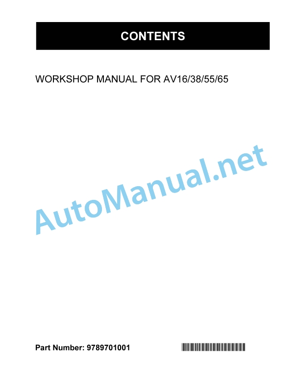 Kubota AV16, AV38, AV55, AV65 Diesel Generator Workshop Manual PDF