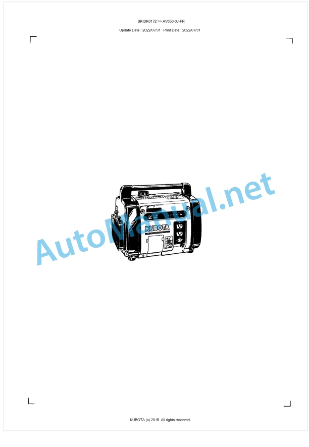 Kubota AV650-3J-FR Parts Manual PDF BKIDK0172
