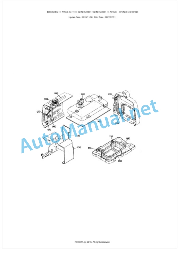 Kubota AV650-3J-FR Parts Manual PDF BKIDK0172 5 Kubota AV650-3J-FR Parts Manual PDF BKIDK0172-5