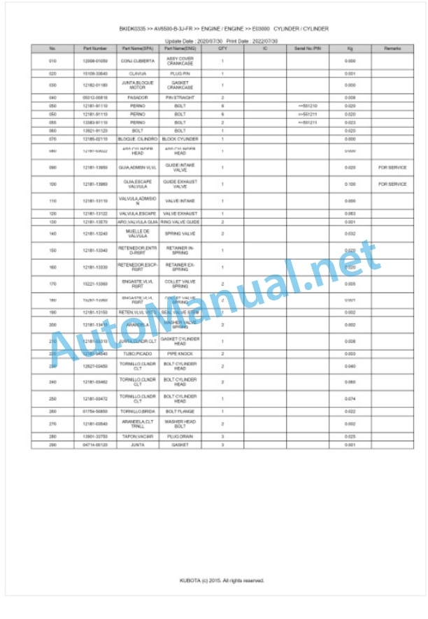 Kubota AV6500-B-3J-FR Parts Manual PDF BKIDK0335 4 Kubota AV6500-B-3J-FR Parts Manual PDF BKIDK0335-4