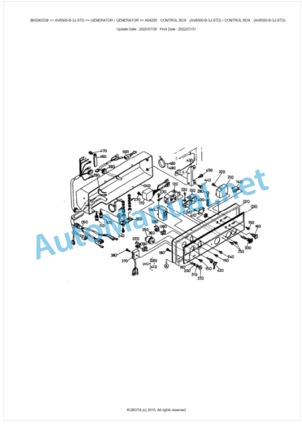 Kubota AV6500-B-3J-STD Parts Manual PDF BKIDK0338 2 Kubota AV6500-B-3J-STD Parts Manual PDF BKIDK0338-2