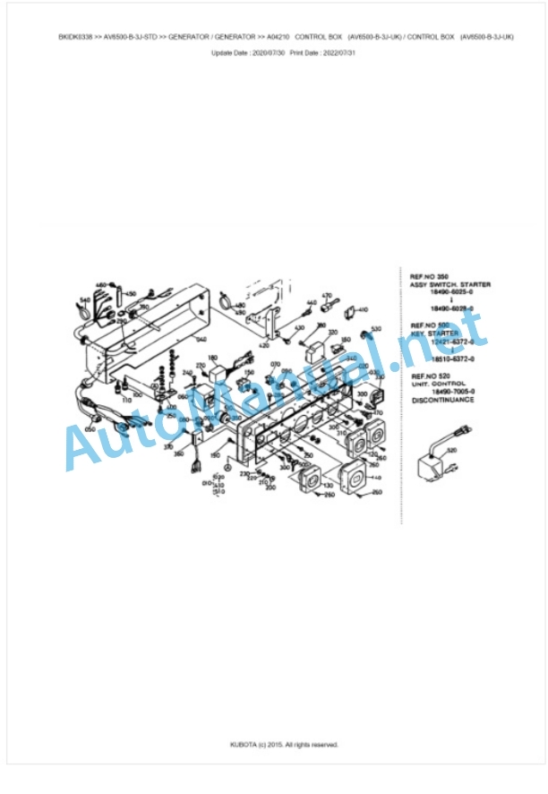 Kubota AV6500-B-3J-STD Parts Manual PDF BKIDK0338 3 Kubota AV6500-B-3J-STD Parts Manual PDF BKIDK0338-3