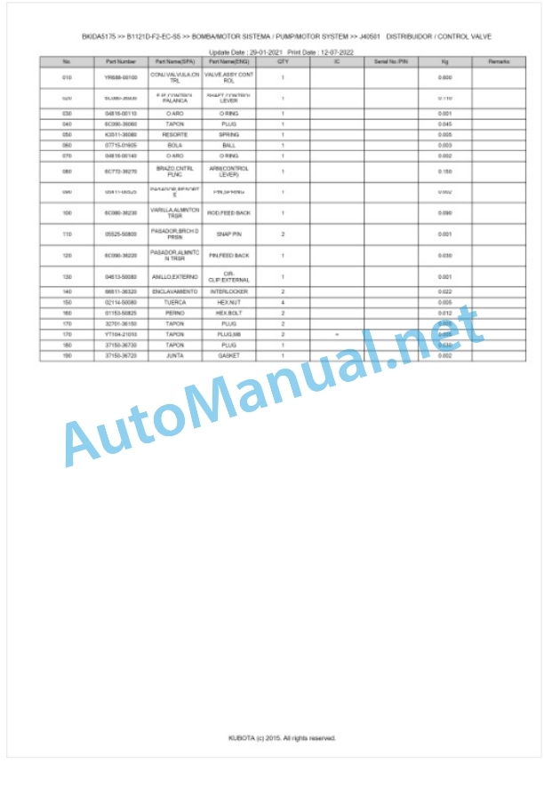 Kubota B1121D-F2-EC-S5 Parts Manual PDF BKIDA5175 5 Kubota B1121D-F2-EC-S5 Parts Manual PDF BKIDA5175-5
