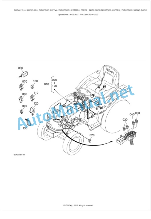 Kubota B1121D-S5 Tractor Parts Manual PDF BKIDA5173 3 Kubota B1121D-S5 Tractor Parts Manual PDF BKIDA5173-3