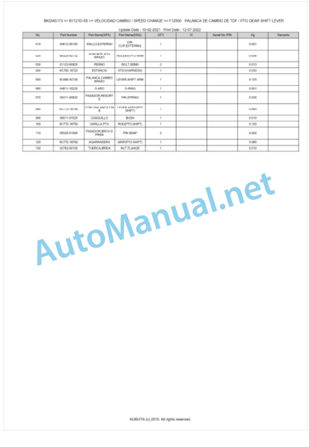 Kubota B1121D-S5 Tractor Parts Manual PDF BKIDA5173 4 Kubota B1121D-S5 Tractor Parts Manual PDF BKIDA5173-4