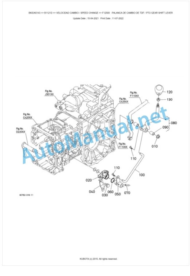 Kubota B1121D Tractor Parts Manual PDF BKIDA5143-4