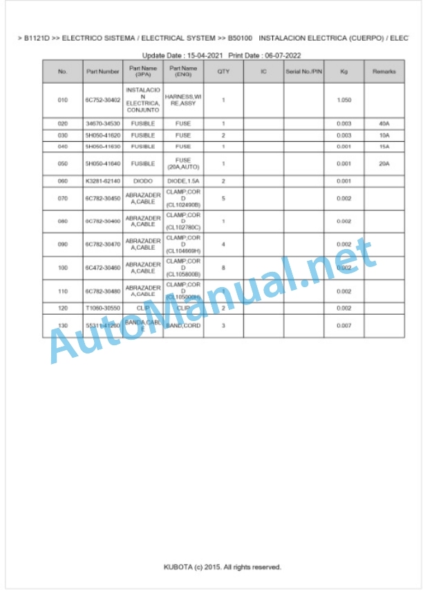 Kubota B1121D Tractor Parts Manual PDF BKIDA5143 ES 4 Kubota B1121D Tractor Parts Manual PDF BKIDA5143 ES-4
