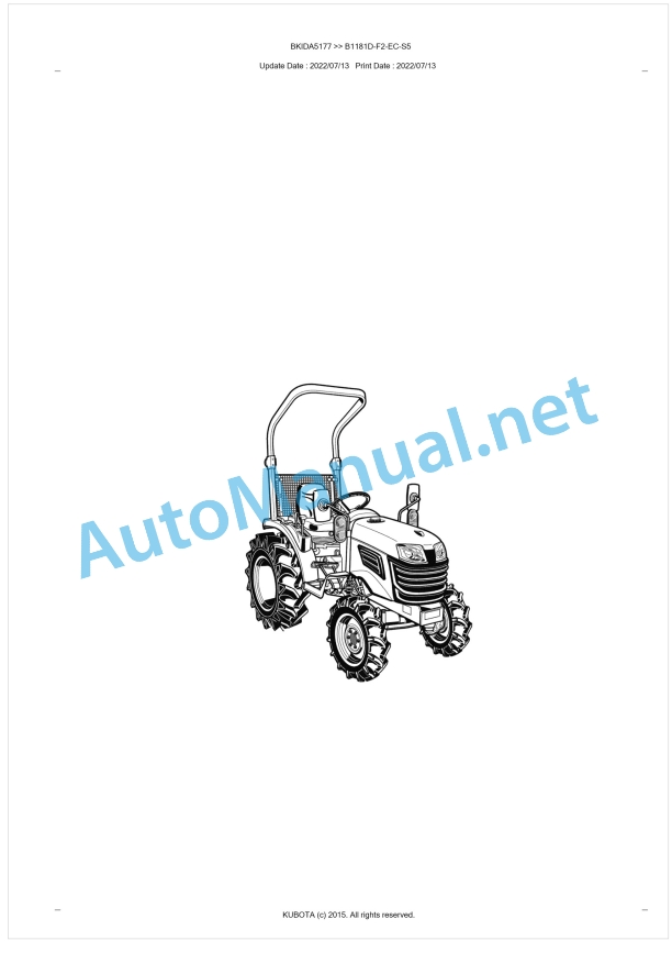 Kubota B1181D-F2-EC-S5 Parts Manual PDF BKIDA5177