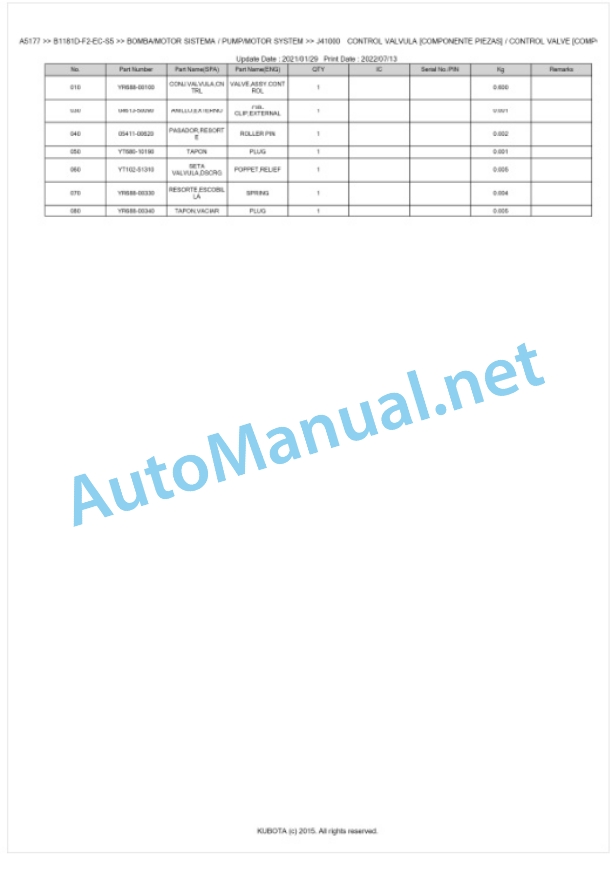 Kubota B1181D-F2-EC-S5 Parts Manual PDF BKIDA5177 5 Kubota B1181D-F2-EC-S5 Parts Manual PDF BKIDA5177-5