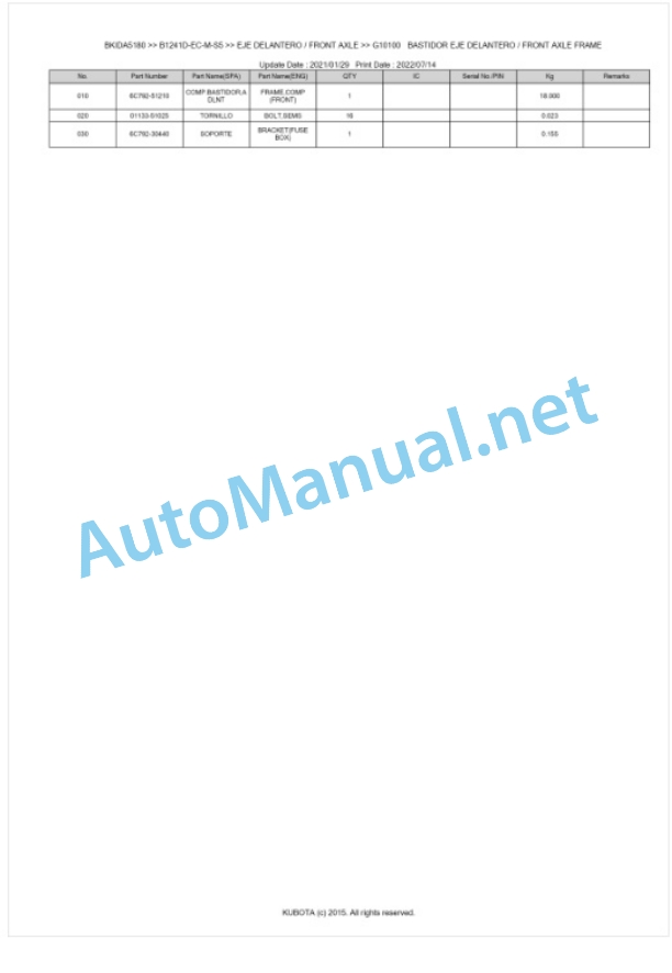 Kubota B1241D-EC-M-S5 Tractor Parts Manual PDF BKIDA5180 3 Kubota B1241D-EC-M-S5 Tractor Parts Manual PDF BKIDA5180-3