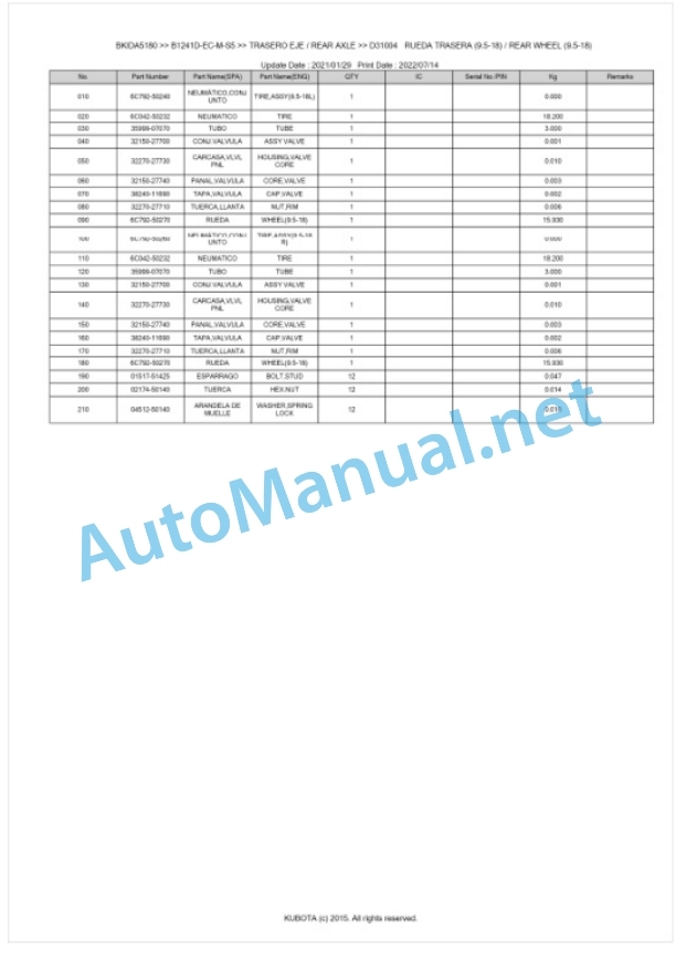 Kubota B1241D-EC-M-S5 Tractor Parts Manual PDF BKIDA5180 4 Kubota B1241D-EC-M-S5 Tractor Parts Manual PDF BKIDA5180-4