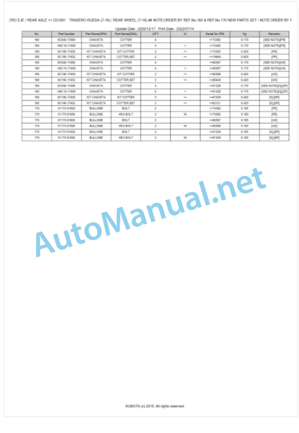 Kubota B1410 Tractor Parts Manual PDF BKIDA0047-4