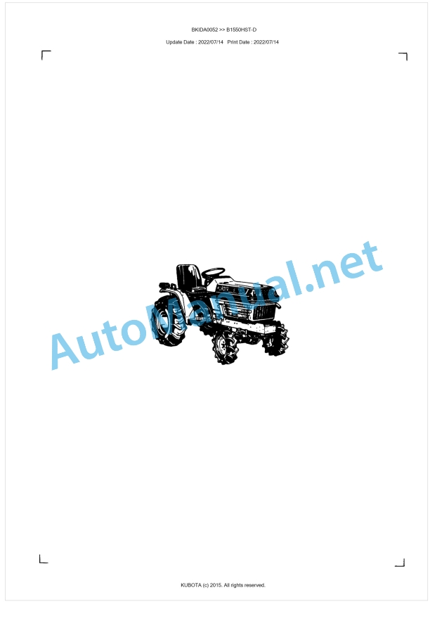 Kubota B1550HST-D Parts Manual PDF BKIDA0052