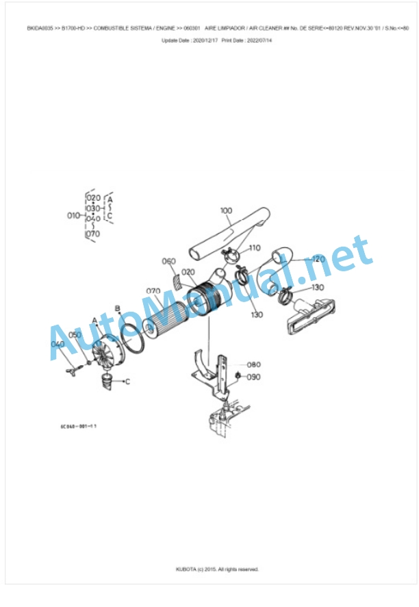 Kubota B1700-HD Parts Manual PDF BKIDA0035-2