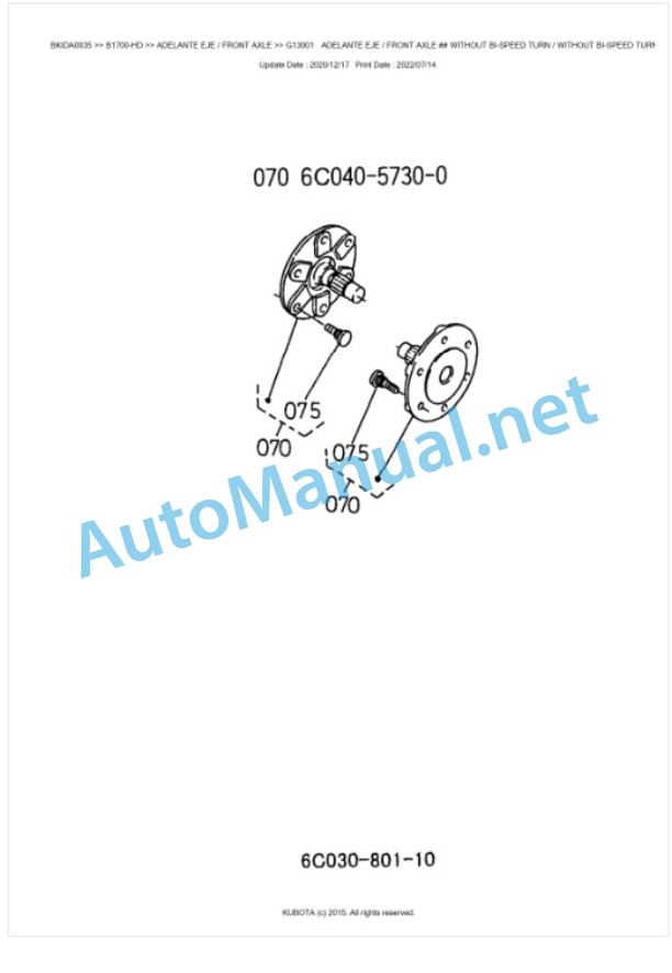 Kubota B1700-HD Parts Manual PDF BKIDA0035-5