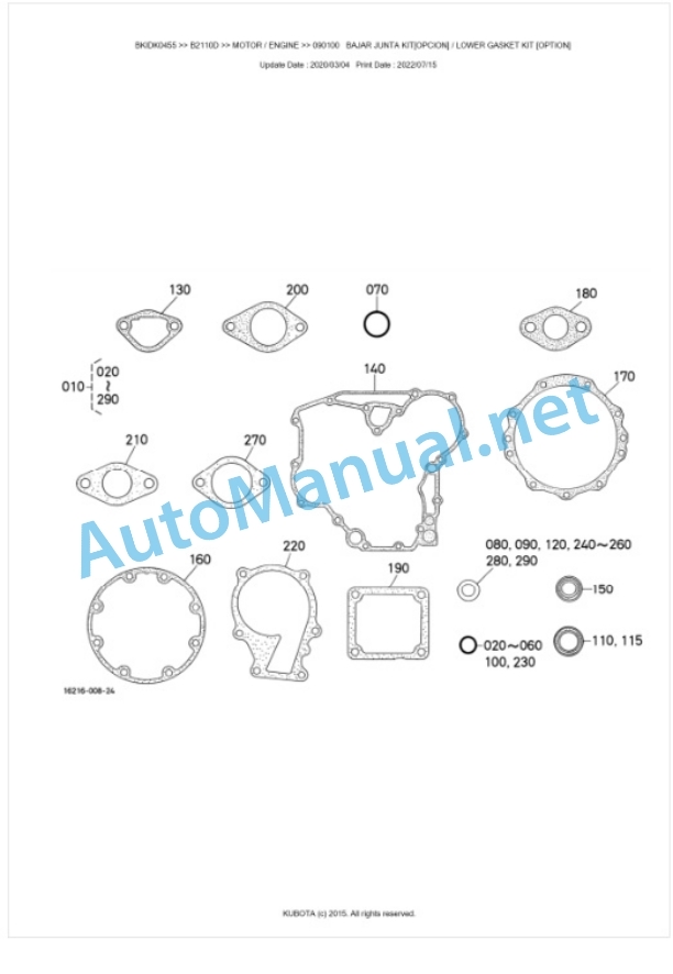 Kubota B1710D, B2110D B2410D Tractor Parts Manual PDF BKIDK0455 2 Kubota B1710D, B2110D B2410D Tractor Parts Manual PDF BKIDK0455-2