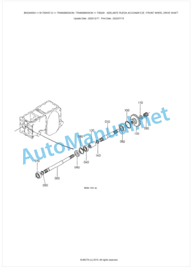Kubota B1750HST-D Parts Manual PDF BKIDA0054 3 Kubota B1750HST-D Parts Manual PDF BKIDA0054-3
