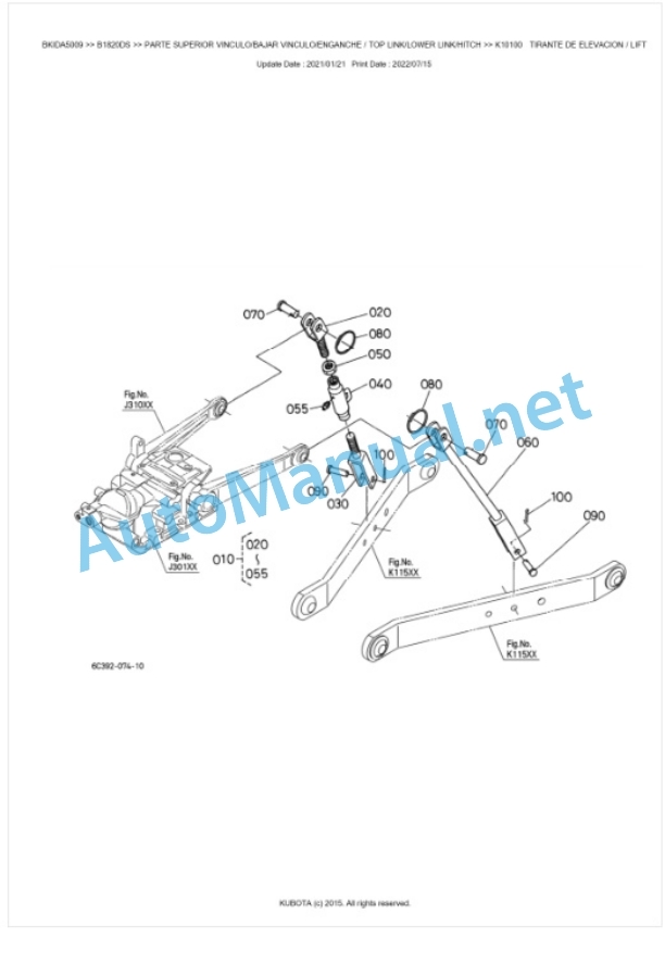 Kubota B1820DS Tractor Parts Manual PDF BKIDA5009-5